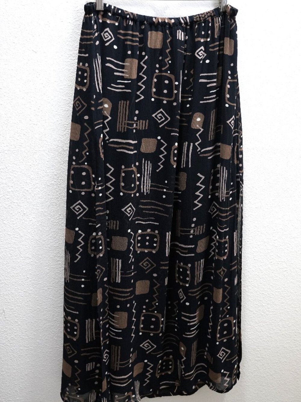 Chico's Design Vintage Black Brown Design Maxi Skirt size 2